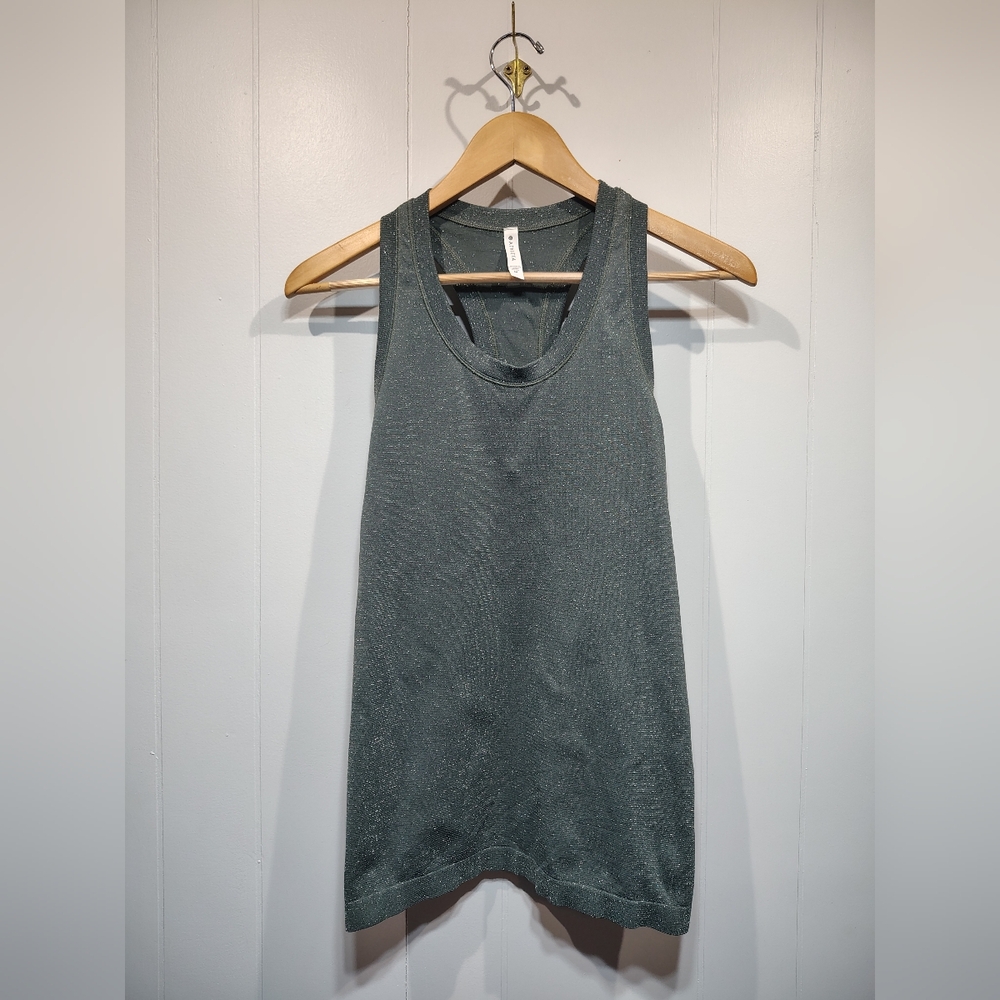 Athleta Glitter Performance Tank Top Medium Gray Green